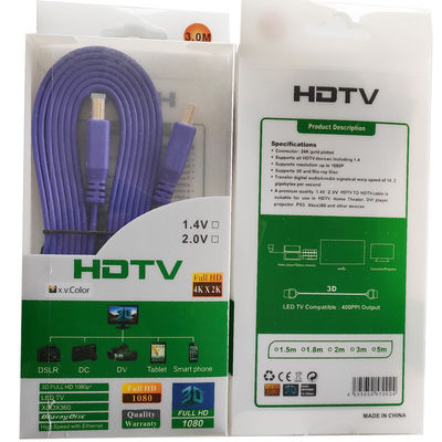 TV HD 3m υπολογιστών επίπεδο καλώδιο HDMI CCS με το συνδετήρα χρυσής επένδυσης